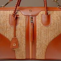 Close Up View of Eva Sofia Bag handcrafted with premium leather and woven natural fibers by Danilos