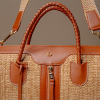 Detailed view of Eva Sofia Bag handcrafted with premium leather and woven natural fibers by Danilos