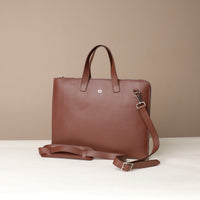 Front view of brown Executive Fenix Portfolio by Danilos in premium leather