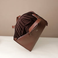 Open view of brown Executive Fenix Portfolio by Danilos in premium leather