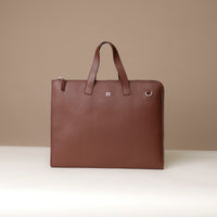 Front view of brown Executive Fenix Portfolio by Danilos in premium leather