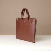 Side view of brown Executive Fenix Portfolio by Danilos in premium leather