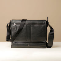 Front View of Black Hoffman Vintage, premium leather accessory with classic design and refined details for timeless style