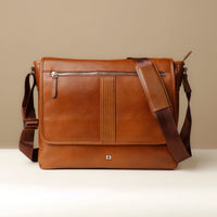 Front View of a Brown Hoffman Vintage, premium leather accessory with classic design and refined details for timeless style
