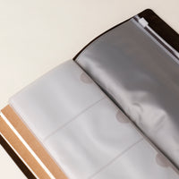 Close Up of Open Terra concept notebook with premium leather cover and refillable pages, perfect for journaling, sketching, travel memories, or creative ideas.