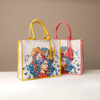 Two Yellow and Pink Danilos Mercatto Tote Bag handcrafted leather tote