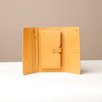 Open Yellow VersaViva Clutch premium leather wallet and mobile holder by Danilo’s