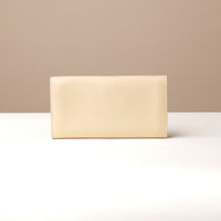 Back view of beige Organized leather wallet with water-resistant lining by Danilo’s