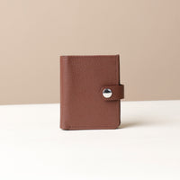 Front view of RFID Card Case with Snap Closure in black leather