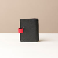 Back view of Black with Red RFID snap card case