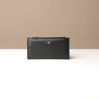 Assortment of Russet Wallets in black, blue, red, and beige colors, displayed flat on a white surface.