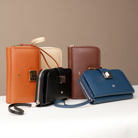 Collection of leather Svana Wallet by Danilos in premium leather in various colors on a neutral background