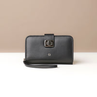 Front view of black Svana Wallet by Danilos in premium leather