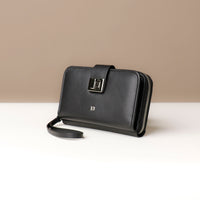 Side view of black Svana Wallet by Danilos in premium leather