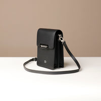 Side view of black Danilos Multi-Smartphone Clariss Bag leather crossbody