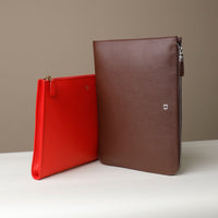 Red and Brown Mathias Document Leather executive folder with multi-functional pockets