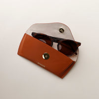 Open brown Stylish leather glasses case for men and women