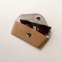 Open beige Stylish leather glasses case for men and women