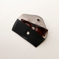 Open black Stylish leather glasses case for men and women