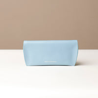 Back view of light blue Stylish leather glasses case for men and women