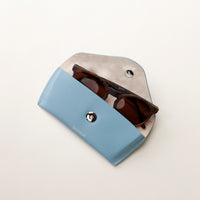 Open light blue Stylish leather glasses case for men and women