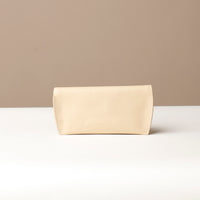 Back view of beige Stylish leather glasses case for men and women