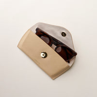 Open beige Stylish leather glasses case for men and women
