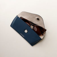 Open blue Stylish leather glasses case for men and women