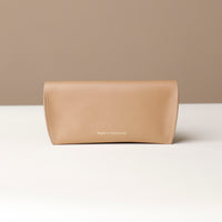 Back view of beige Stylish leather glasses case for men and women