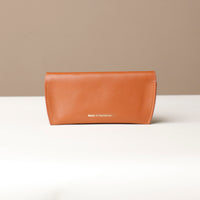 Back view of brown Stylish leather glasses case for men and women