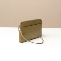 Green Premium leather pouch with versatile design for daily use