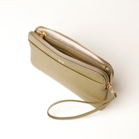 Open Pouch Antonella showing middle compartment and additional card holder