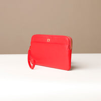 Red Premium leather pouch with versatile design for daily use