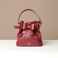 Front view of red Premium leather Sandy Bag with shoulder strap