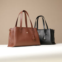 two-satchel-handbag-solene-bag-leather-black-palisander-brow-front-view
