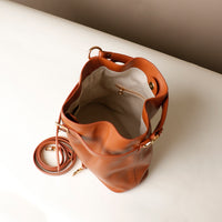 Top View of Open Brown stylish leather handbag with a structured silhouette and versatile design, perfect for everyday wear and special occasions.