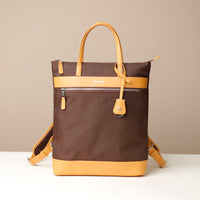 messenger-crossbodybag-ballistic-nylon-leather-details-transiktrek-brown-with-yellow-with-silver-hardware-front-view