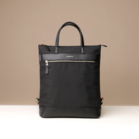 messenger-crossbodybag-ballistic-nylon-leather-details-transiktrek-black-with-gold-hardware-front-view