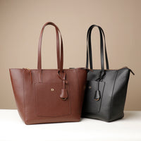 Brown and Black Emma Pebble Leather Tote Bag by Danilos