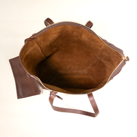 Emma Bag in Corrugated Brown, top view showing interior