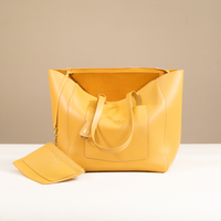 Emma Bag in Mostaza, front view open showing interior