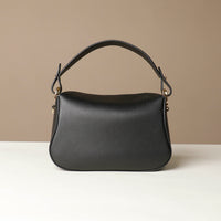 Satchel hold bag in leather, shown in black, back view