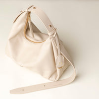 Handbag, hobo bag, Mia Minimale Jr, white leather, top view