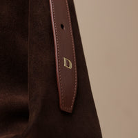 Handbag top-handle tote, Mia Minimale, suede leather, brown, Danilos Brand on strap