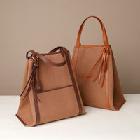 Isola tote bags styled in lifestyle neutral setting