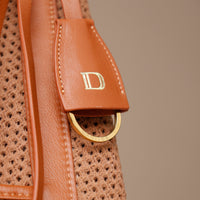 Leather straps and hardware on Tosca Isola tote bag
