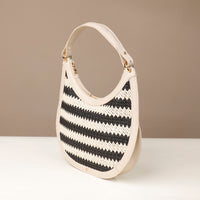Side view of Luna Palmera tote bag in natural fibers