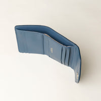 Blue wallet on a light beige background