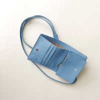 Top detail of Olivia wallet crossbody showing zipper and chain strap